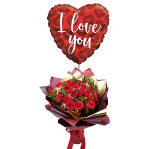 Valentines Day Flowers With Balloon