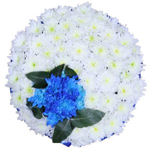 Classic White Base Posy Blue Edge