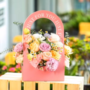 Just For You mixed flower bouquet in white handbag box - Lili's Flowers Chester