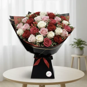 Classic Romance Mixed Rose Hand-Tied Bouquet Romantic Flowers Chester lilisflowers