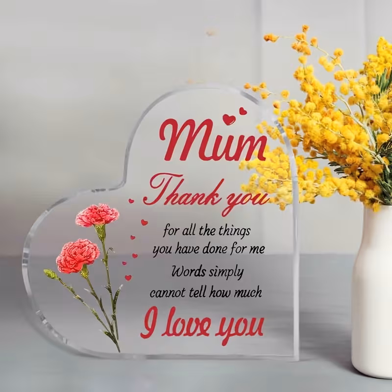 ersonalised Mum Thank You Heart Acrylic Plaque Gift Chester