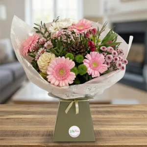 Pastel Petals Bouquet with Pink Gerberas and Lilies by lilisflowers Chester