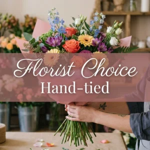 Vibrant Florist Choice Hand-tied bouquet with mixed seasonal flowers for local delivery in Chester