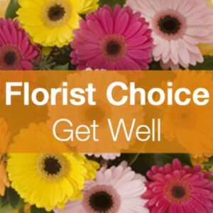 Bright Florist Choice Get Well Flowers Chester bouquet with yellow and pink gerberas for local recovery gift delivery